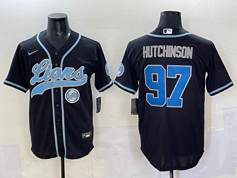 Men 2025 Detroit Lions #97 Hutchinson Black joint name 2025 Nike Limited NFL Jersey style 009